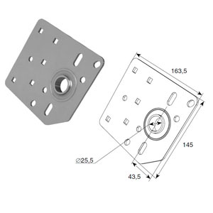 КРОНШТЕЙН КРЕПЛЕНИЯ ВАЛА ДЛЯ БАРАБАНА СЗАДИ, L = 163,5 ММ